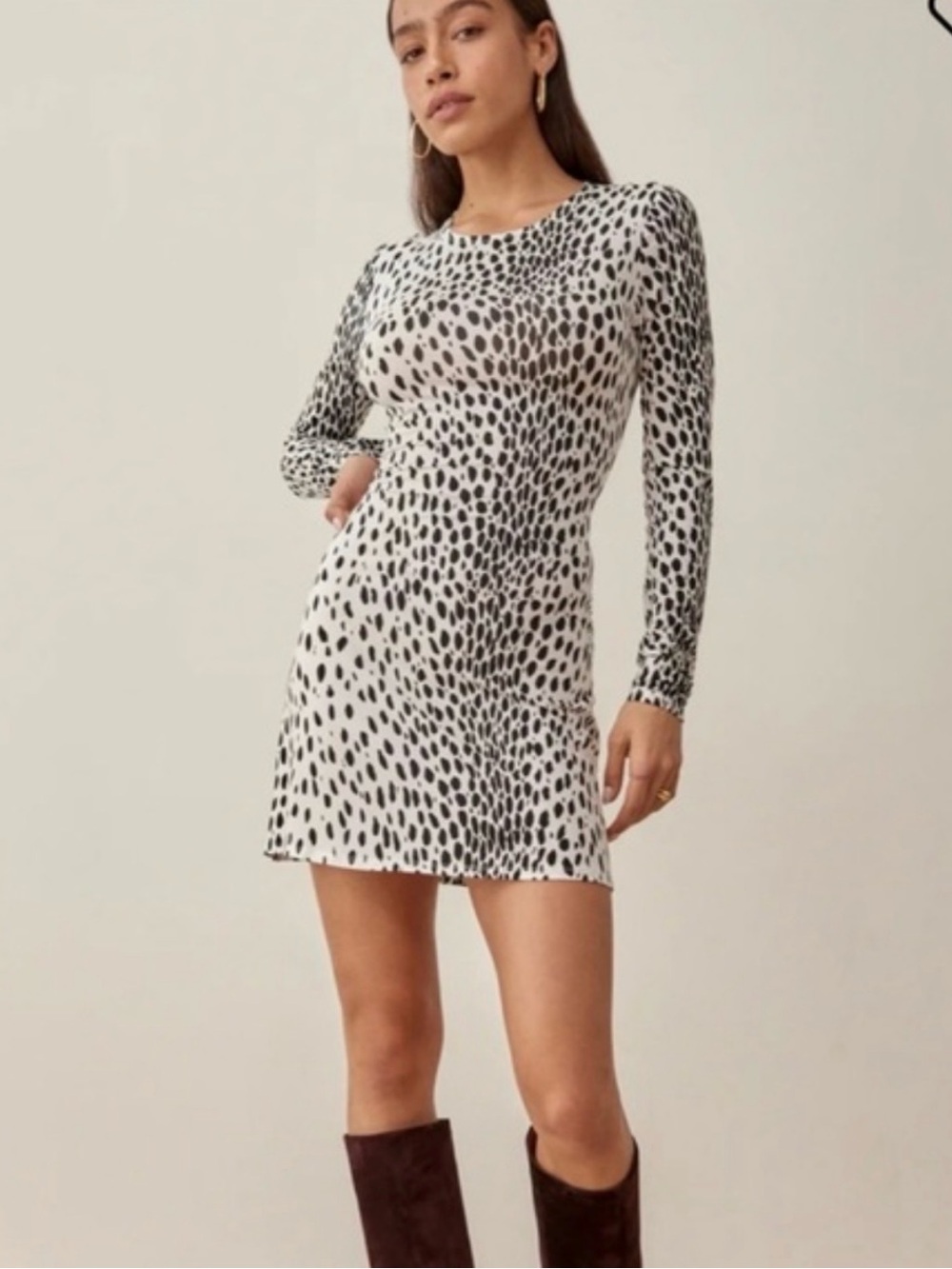 🌟Reformation 🌟Black and White Spot Mini Dress, Small